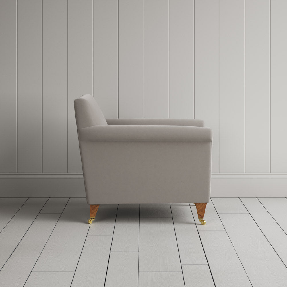  Side View of Idler Armchair in Intelligent Velvet Moonstone 