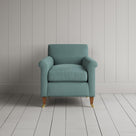 Front View of Idler Armchair in Laidback Linen Cerulean