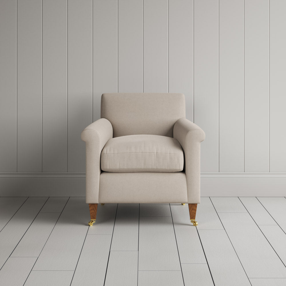 Front View of Idler Armchair in Laidback Linen Dove