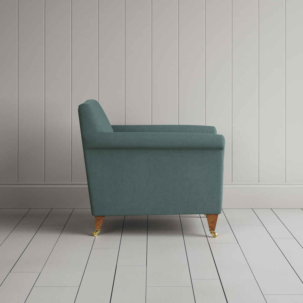 Side View of Idler Armchair in Laidback Linen Mineral