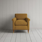 Front View of Idler Armchair in Laidback Linen Ochre