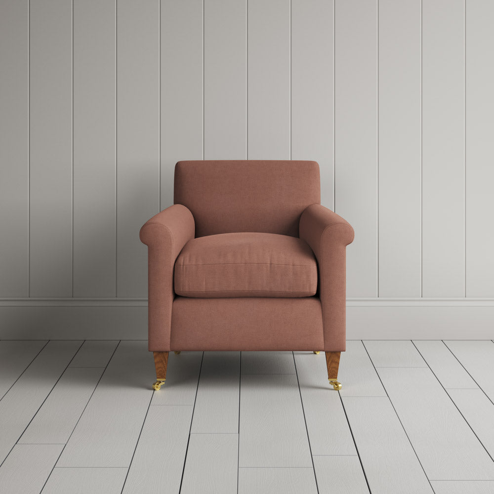 Front View of Idler Armchair in Laidback Linen Roseberry