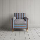 Idler Armchair in Regatta Blue Frame and Ticking Blue Brown Seat front view