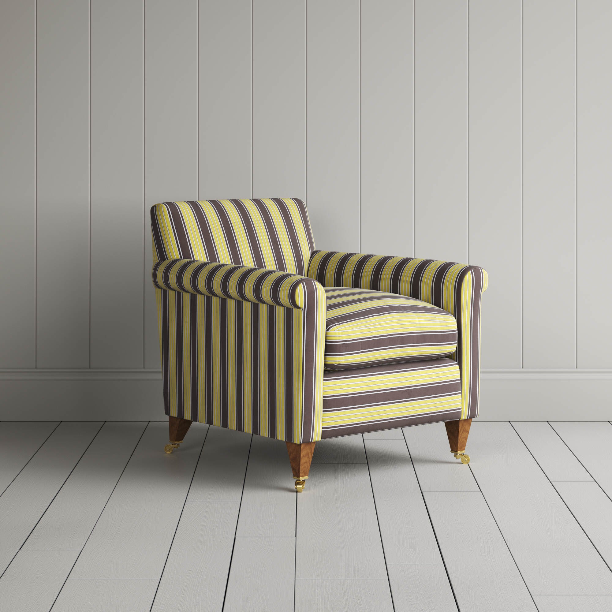  Idler Armchair in Regatta Cotton, Custard angled view 