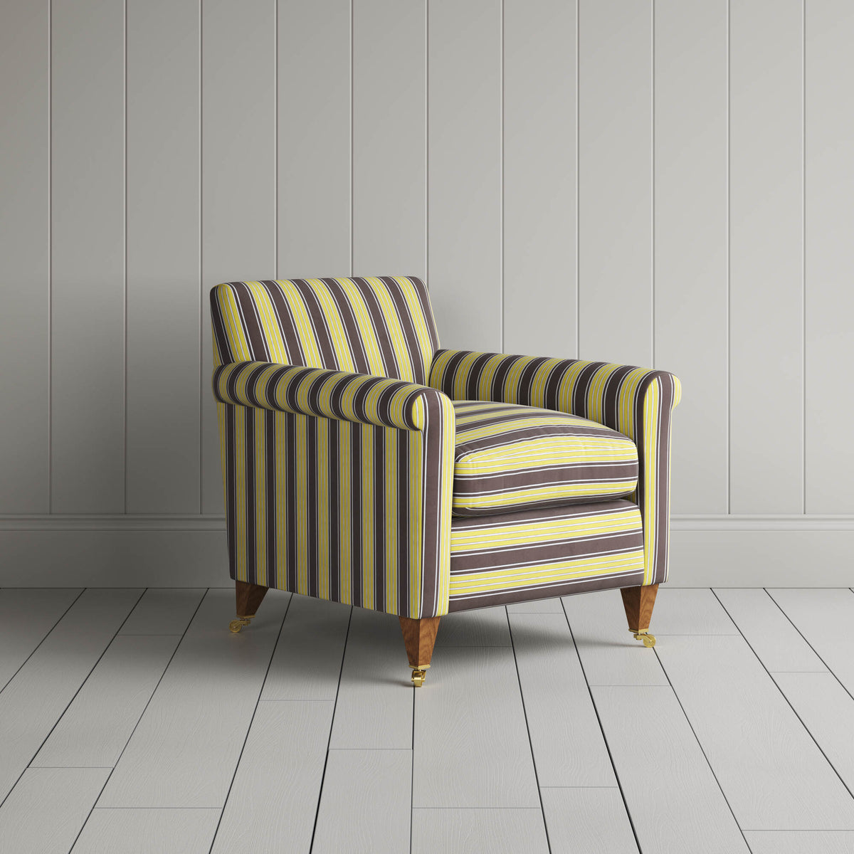 Idler Armchair in Regatta Cotton, Custard angled view