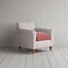 Idler Armchair in Ticking Berry Frame and Intelligent Velvet Damson Seat angled view