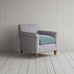 image of Idler Armchair in Ticking Blue Brown Frame and Intelligent Velvet Mineral Seat