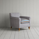 Idler Armchair in Ticking Blue Brown Frame and Regatta Blue Seat angled view