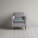 Idler Armchair in Ticking Blue Brown Frame and Regatta Blue Seat front view
