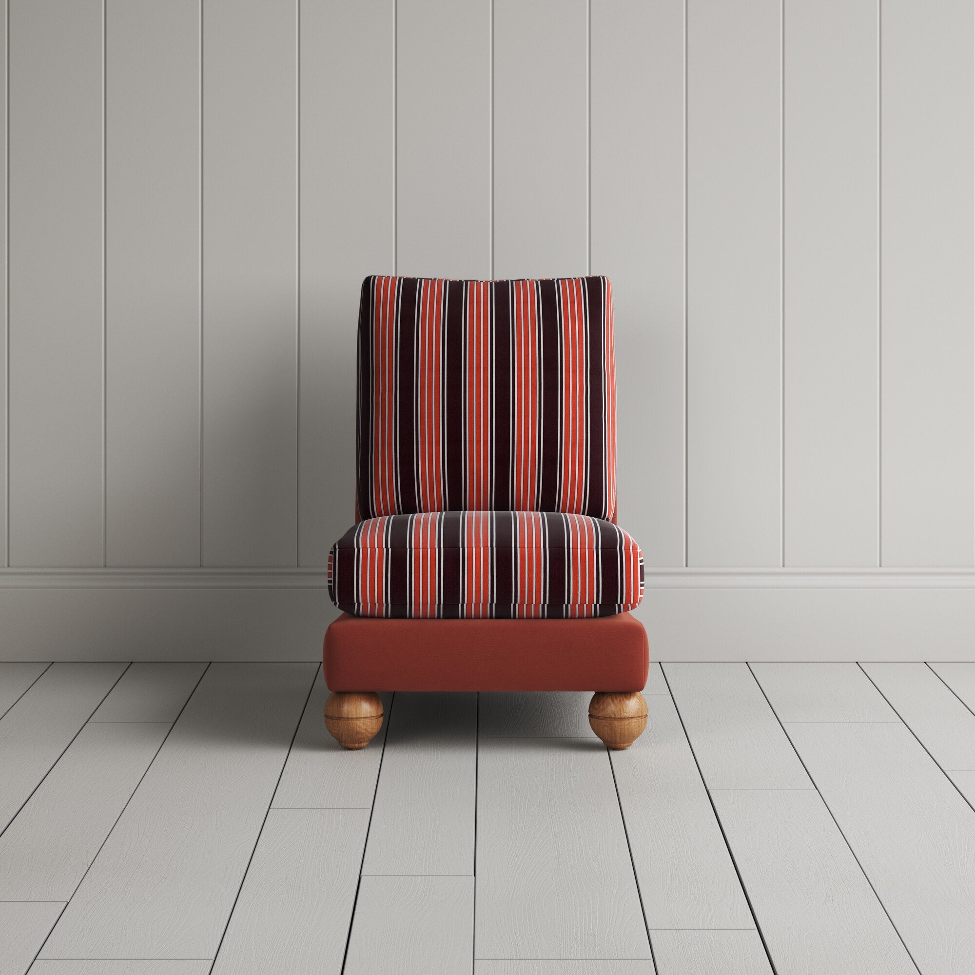  Perch Slipper Armchair in Intelligent Velvet Sienna Frame and Regatta Flame Seat 