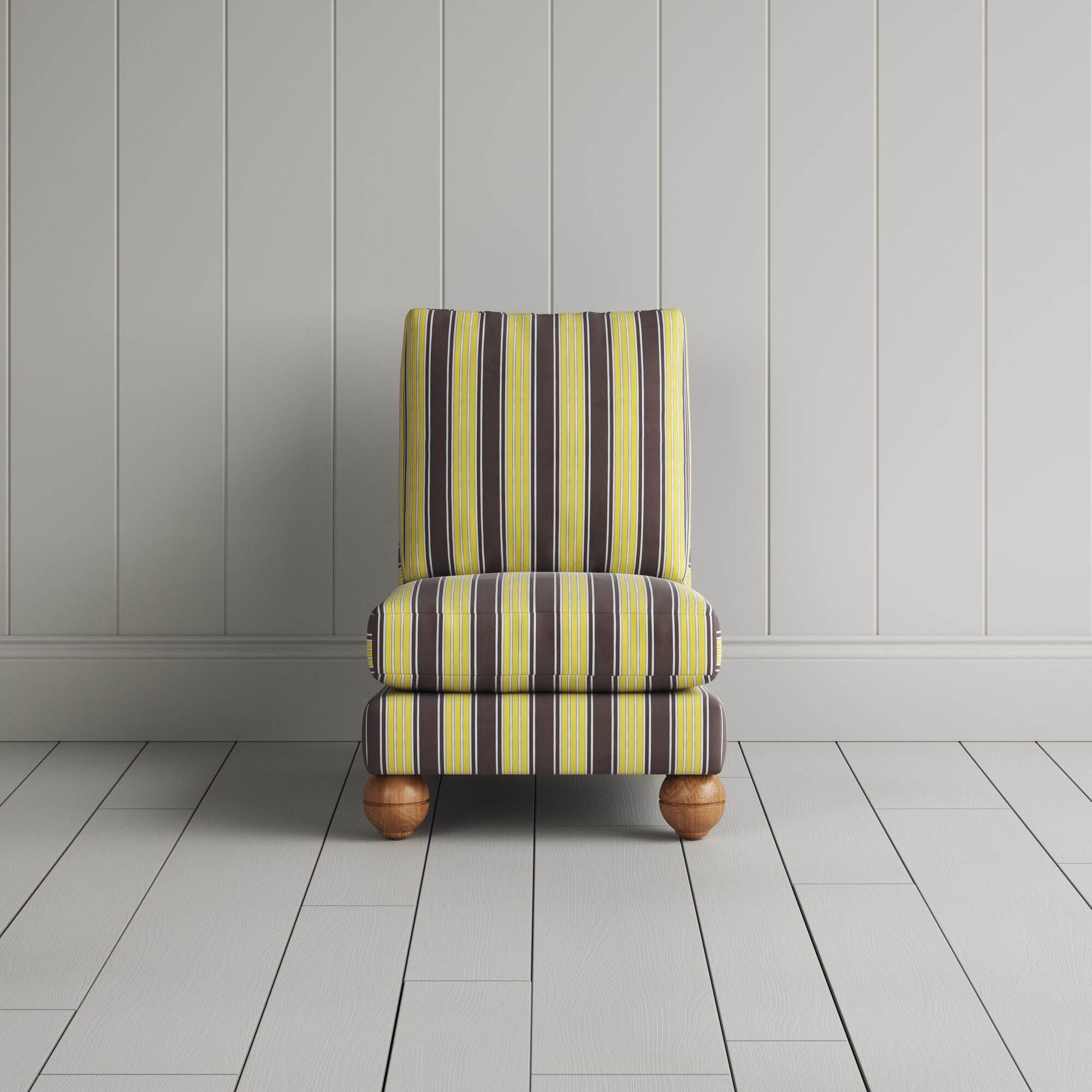  Front View of Perch Slipper Armchair in Regatta Cotton, Custard 