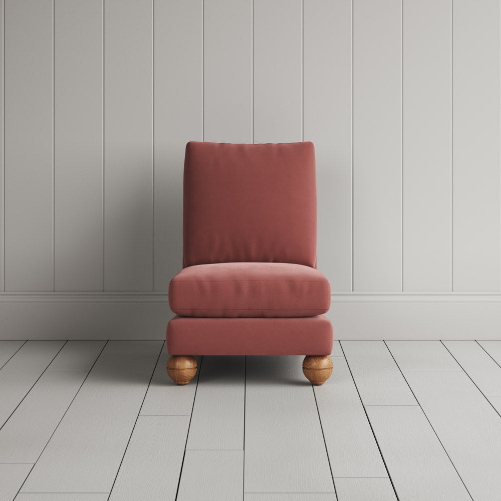  Slipper Armchair in Intelligent Velvet Damson Front View 