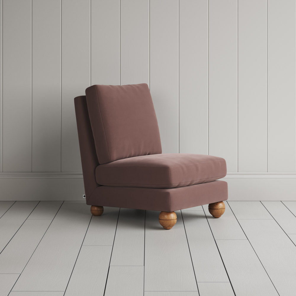  Perch Slipper Armchair in Intelligent Velvet Dusky Pink 