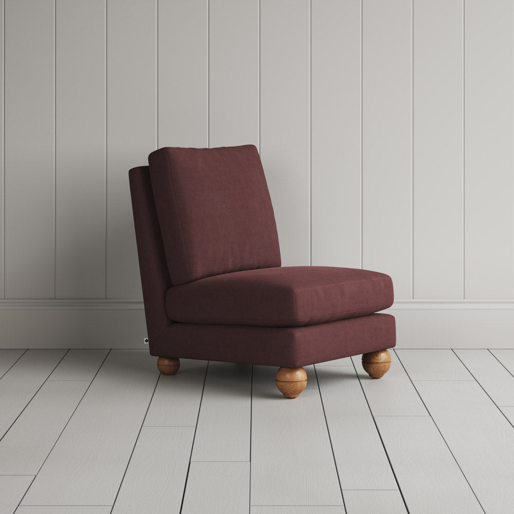 Perch Slipper Armchair in Laidback Linen Damson
