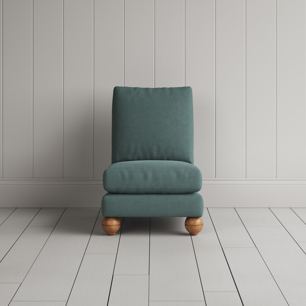  Perch Slipper Armchair in Laidback Linen Mineral front view 