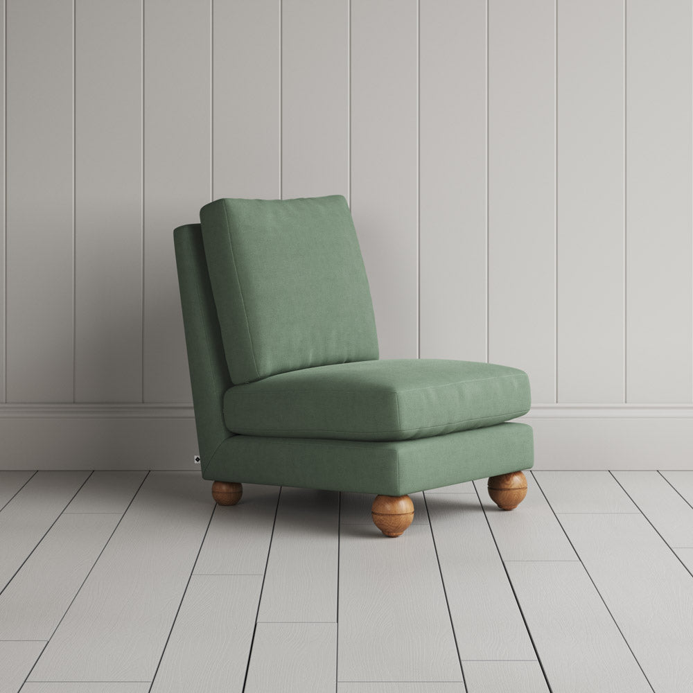 Perch Slipper Armchair in Laidback Linen Moss front view