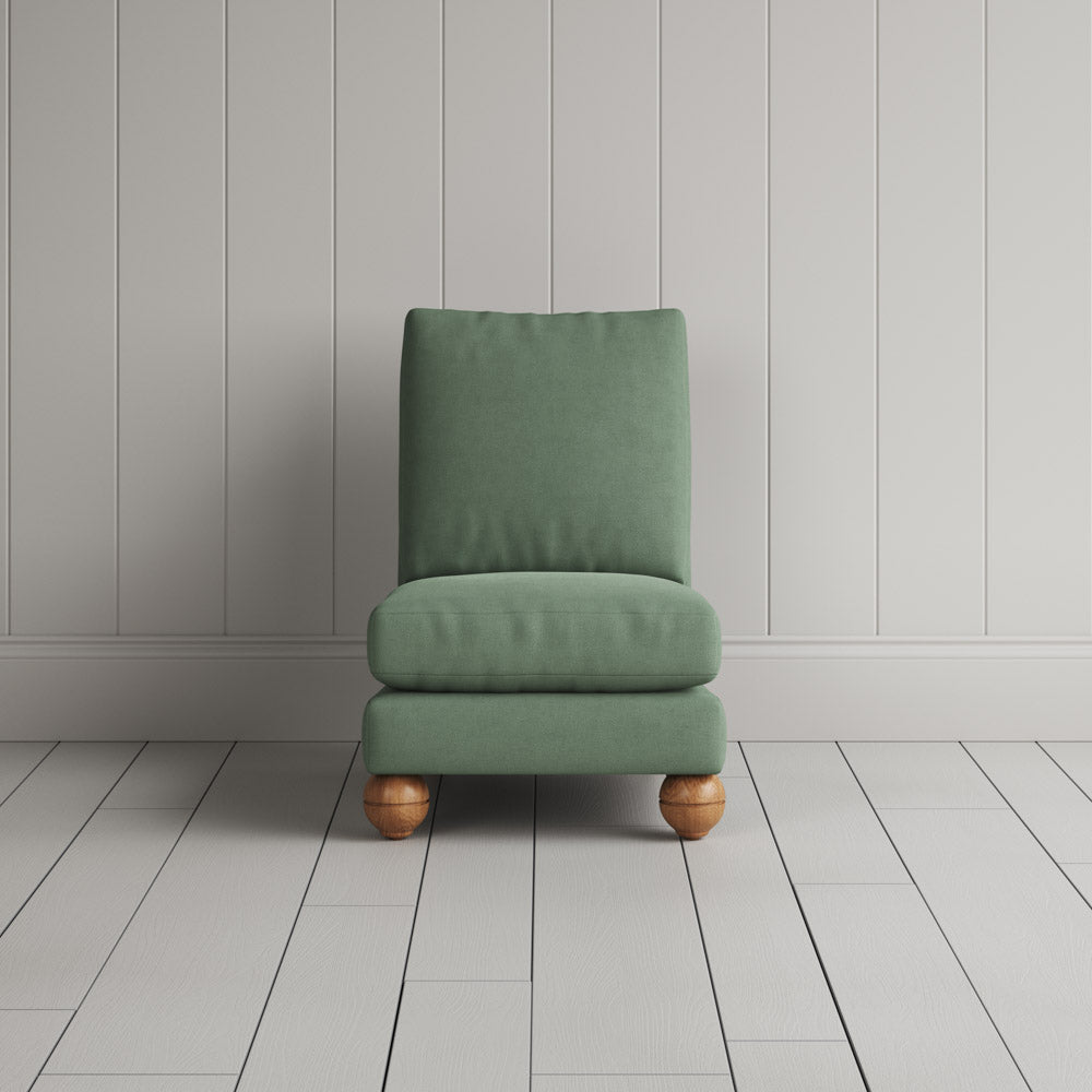Perch Slipper Armchair in Laidback Linen Moss front view