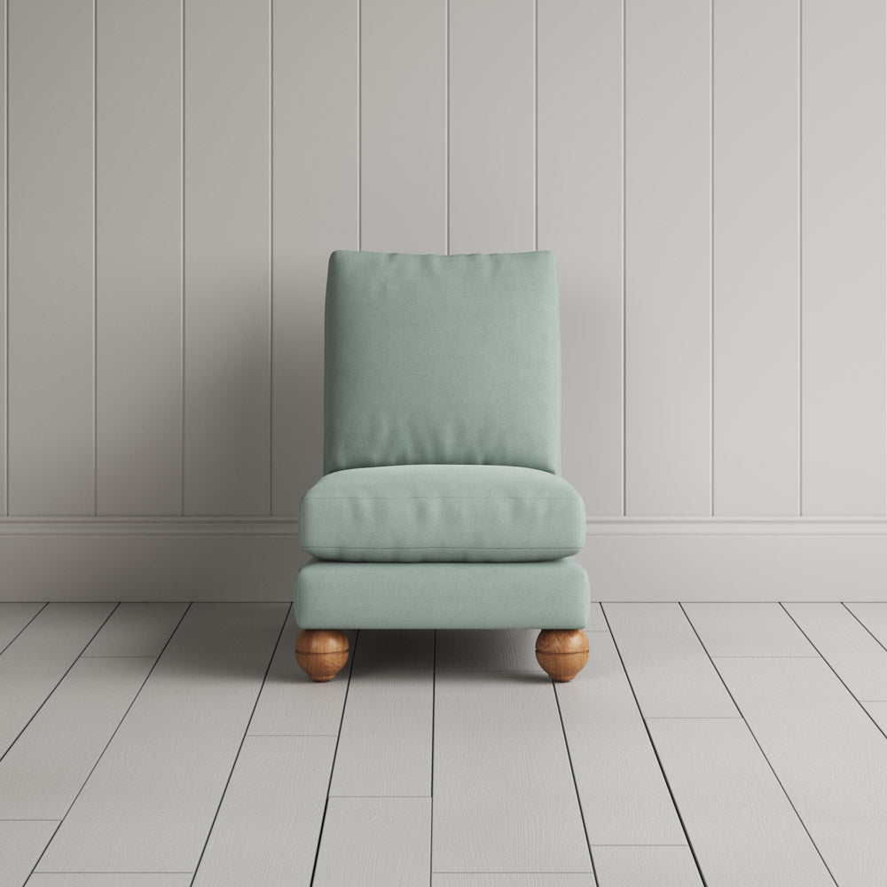  Perch Slipper Armchair in Laidback Linen Sky front view 