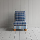 Perch Slipper Armchair in Slow Lane Blue Frame and Well Plaid Seat