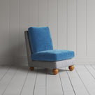 Perch Slipper Armchair in Ticking Blue Brown Frame and Classic Corduroy Harbour Blue Seat