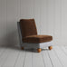 image of Perch Slipper Armchair in Ticking Blue Brown Frame and Classic Corduroy Tobacco Seat