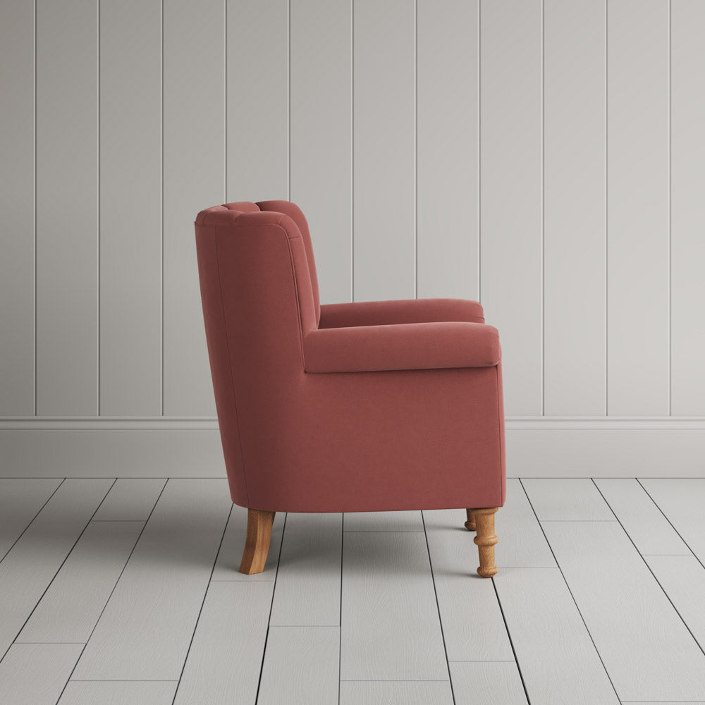 Side View of Time Out Armchair in Intelligent Velvet Damson