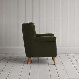 Time Out Armchair in intelligent velvet juniper, side view by NiX.
