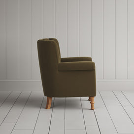 Time Out Armchair in intelligent velvet sepia, side view by NiX.