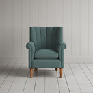 Time Out Armchair fluted back design in laidback linen mineral, front view by Nicola Harding.