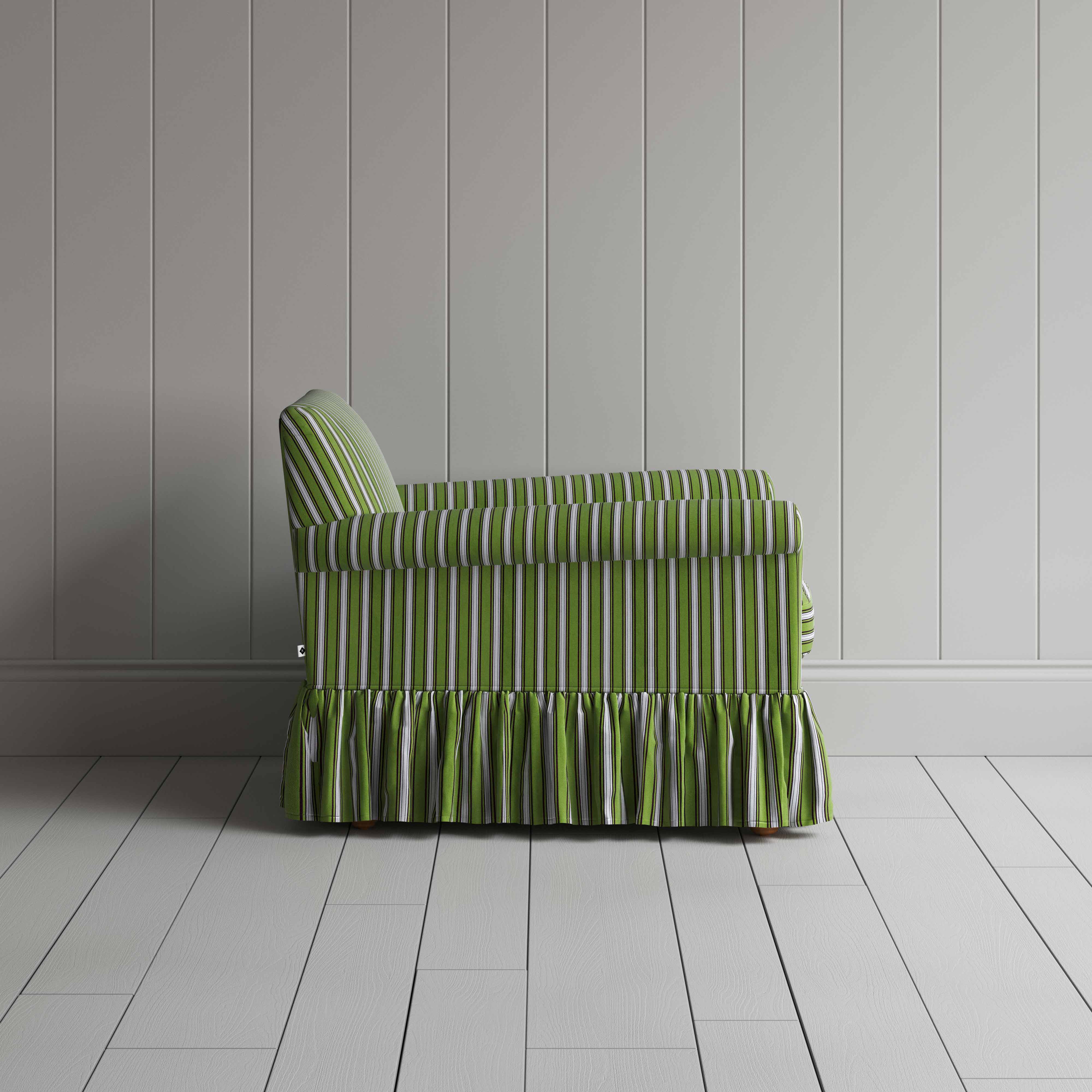  Curtain Call Armchair in Colonnade Cotton, Green and Wine - Nicola Harding 