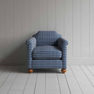 Dolittle Armchair in Well Plaid Cotton, Blue Brown, Front View - Nicola Harding