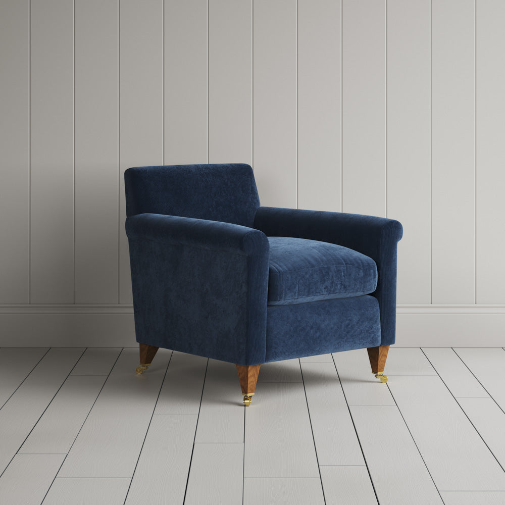  Idler Armchair in Classic Corduroy Dark Blue - NiX By Nicola Harding & Co. 