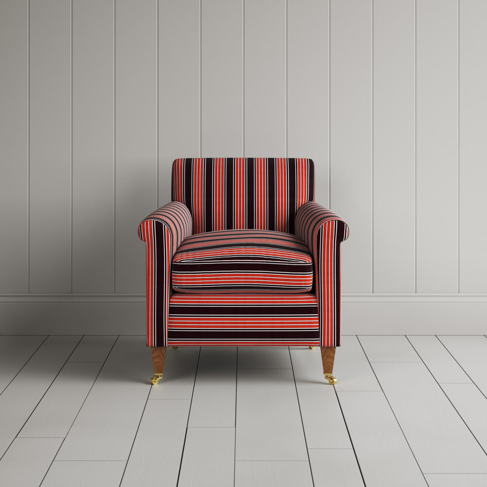  Idler Armchair in Regatta Cotton, Flame - Nicola Harding 
