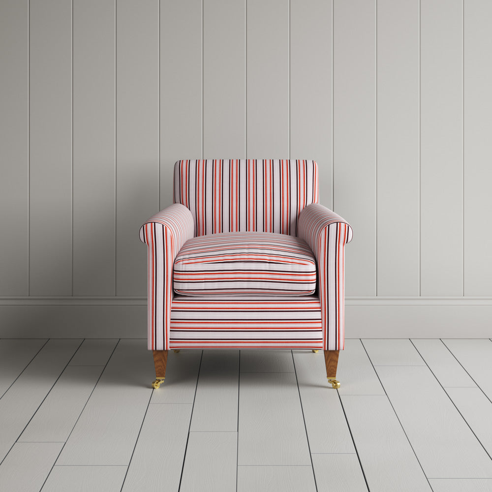 Idler Armchair in Slow Lane Cotton Linen, Berry - Nicola Harding