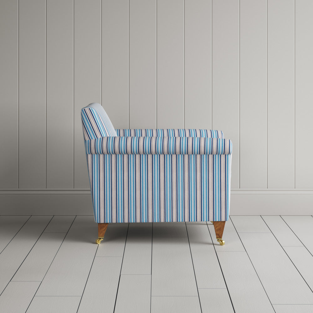 Idler Armchair in Slow Lane Cotton Linen, Blue - Nicola Harding
