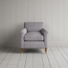 Idler Armchair in Ticking Cotton, Blue Brown - Nicola Harding