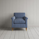 Idler Armchair in Well Plaid Cotton, Blue Brown - Nicola Harding