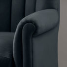 Time Out Armchair in Laidback Linen Midnight, Arm Design Closeup - NiX