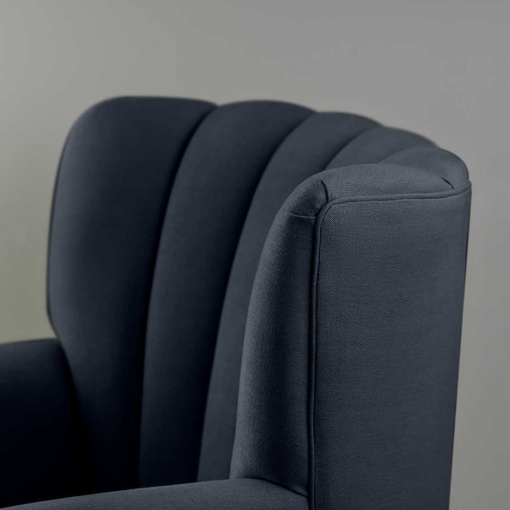  Time Out Armchair in Laidback Linen Midnight, High Back Design Closeup - NiX 