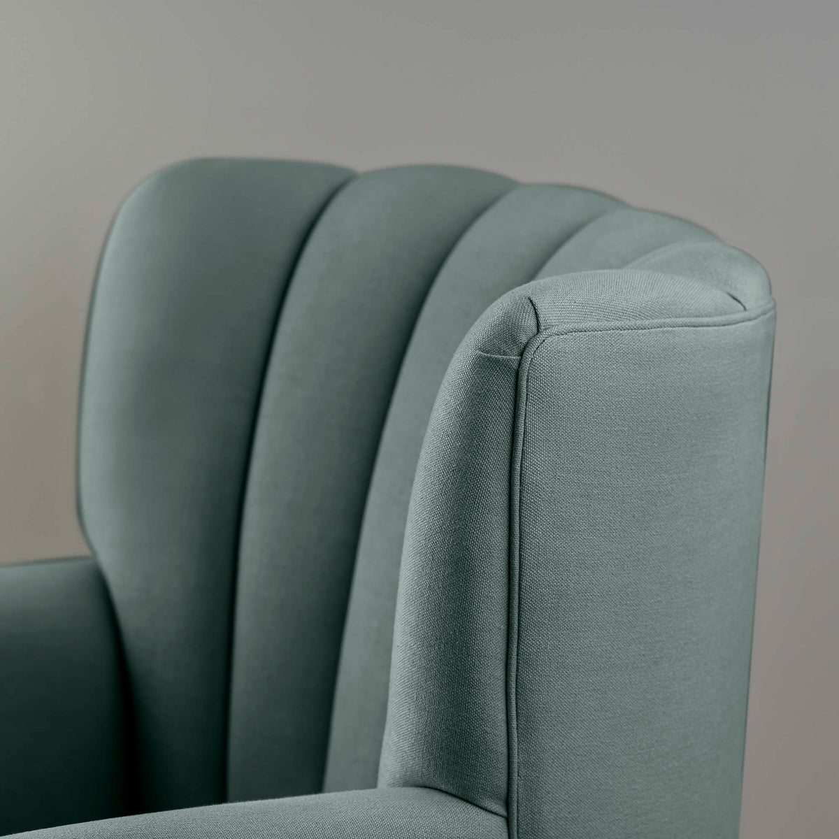 Time Out Armchair in Laidback Linen Mineral, High Back Design Closeup View - NiX