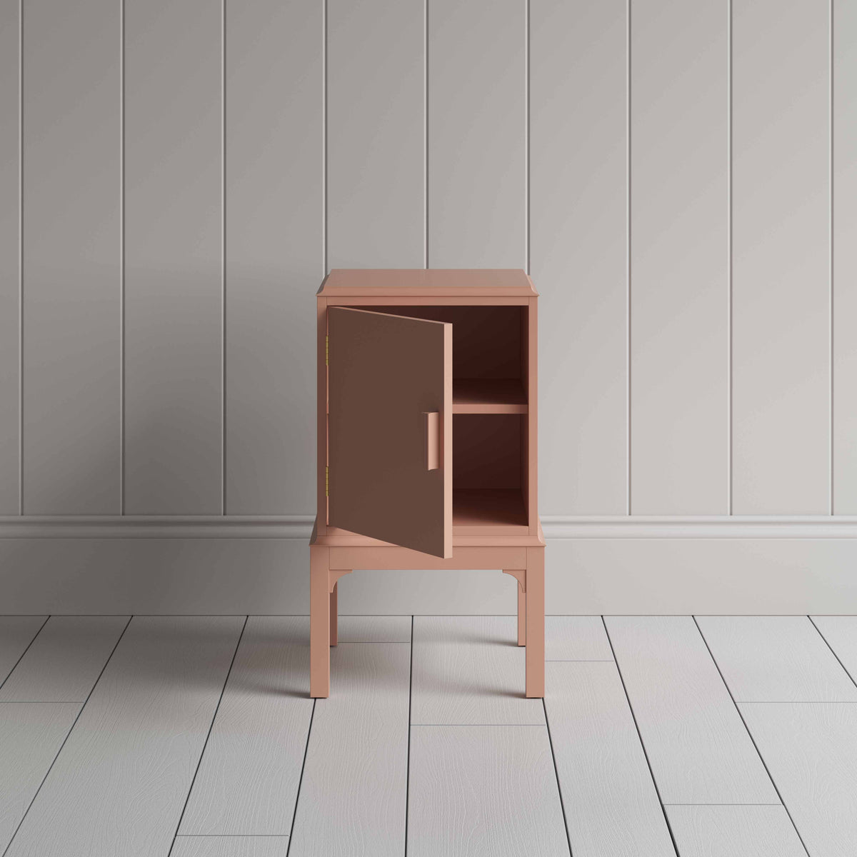 Bits and Bobs Bedside Table, Blush Pink, Left Hand Side With Open Door For storage - NiX By Nicola Harding & Co.