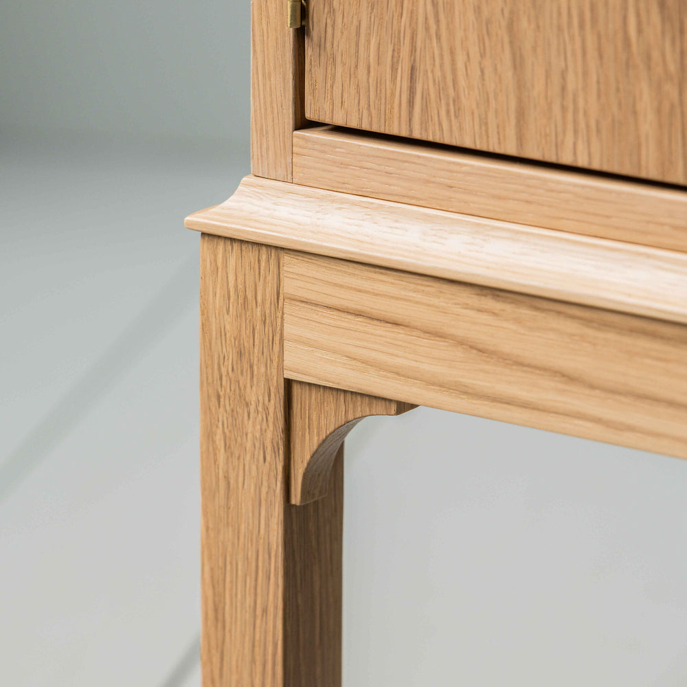 Design Closeup of Bits and Bobs Bedside Table, Natural Oak, Left Hand Side - Nicola Harding