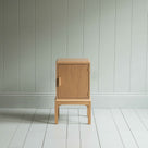Front View of Bits and Bobs Bedside Table, Natural Oak, Right Hand Side - Nicola Harding