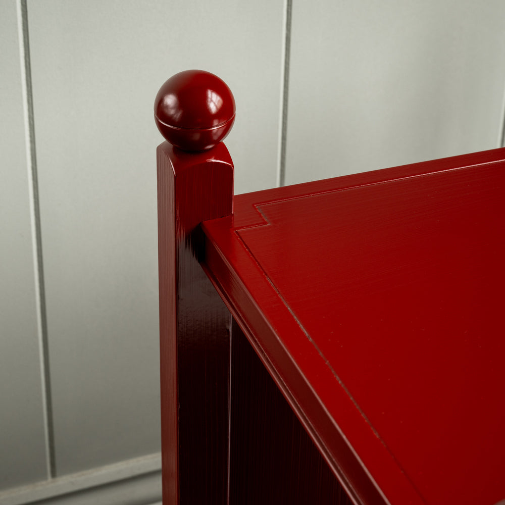 Closeup Design of Slumber Bedside Table, Berry Red
