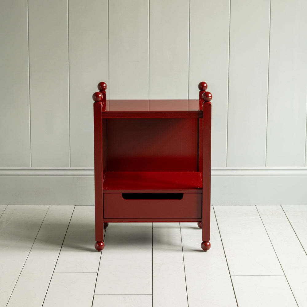  Front View of Slumber Bedside Table, Berry Red 