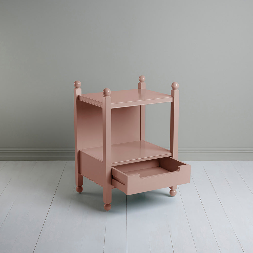 Slumber Bedside Table, Blush Pink, With Open Drawer - By NiX Studio