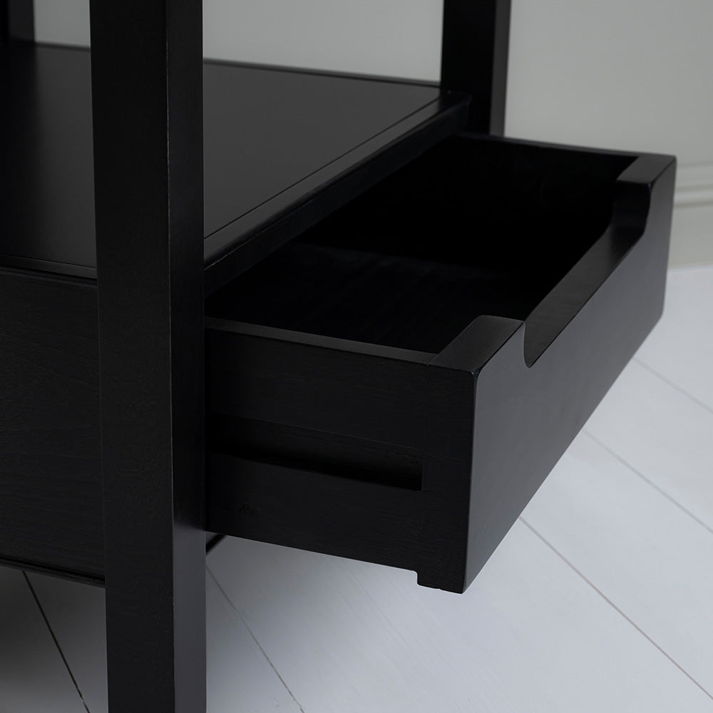  Open Drawer Closeup of Slumber Black Bedside Table - By NiX Studio 