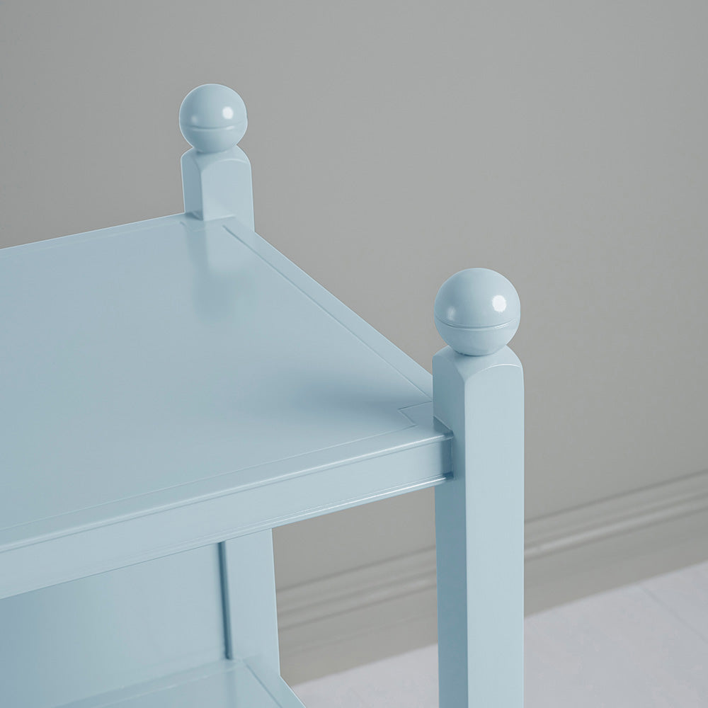 Design Closeup of Pale Blue, Slumber Bedside Table.