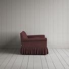 Side profile of a luxury Damson linen love seat by Nicola Harding