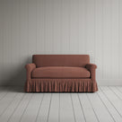 Front portrait of the Laidback Linen Curtain Call love seat by Nicola Harding interiors.